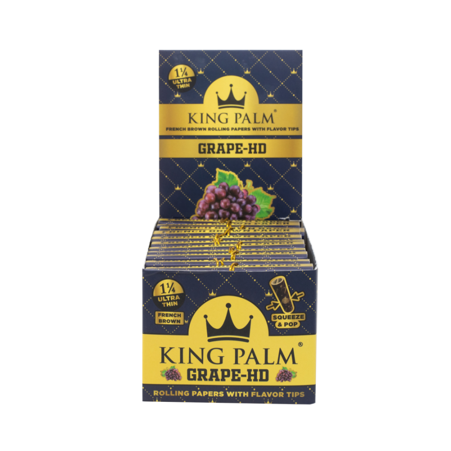 King Palm 1 1/4 Size French Brown Papers w/ Flavored Tips - 24ct Display King Palm 1 1/4 Size French Brown Papers w/ Flavored Tips - 24ct Display